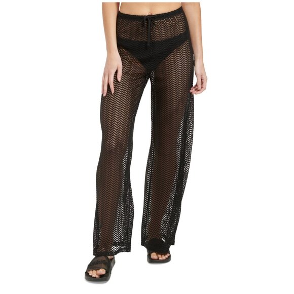 NWT Calvin Klein Women's Wide Leg Cover Up Beach Pants Black Size S $50 8B615 - Picture 1 of 1